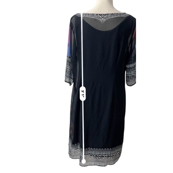 Soft Surroundings Floral Hibiscus Black Shift Dress & Slip‎ Size Medium - Picture 7 of 11